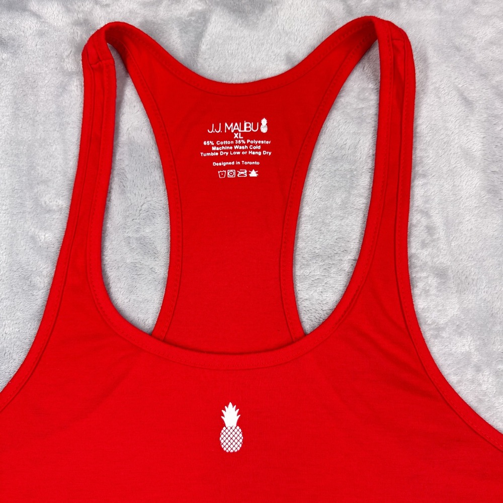 JJ MALIBU Racerback Stringer Tank Tops Mens XL Red Pink Muscle Gym Lot of 2 - Picture 4 of 13